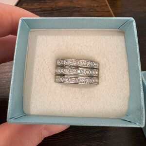 Touchstone Crystal Silver Triple Threat Ring